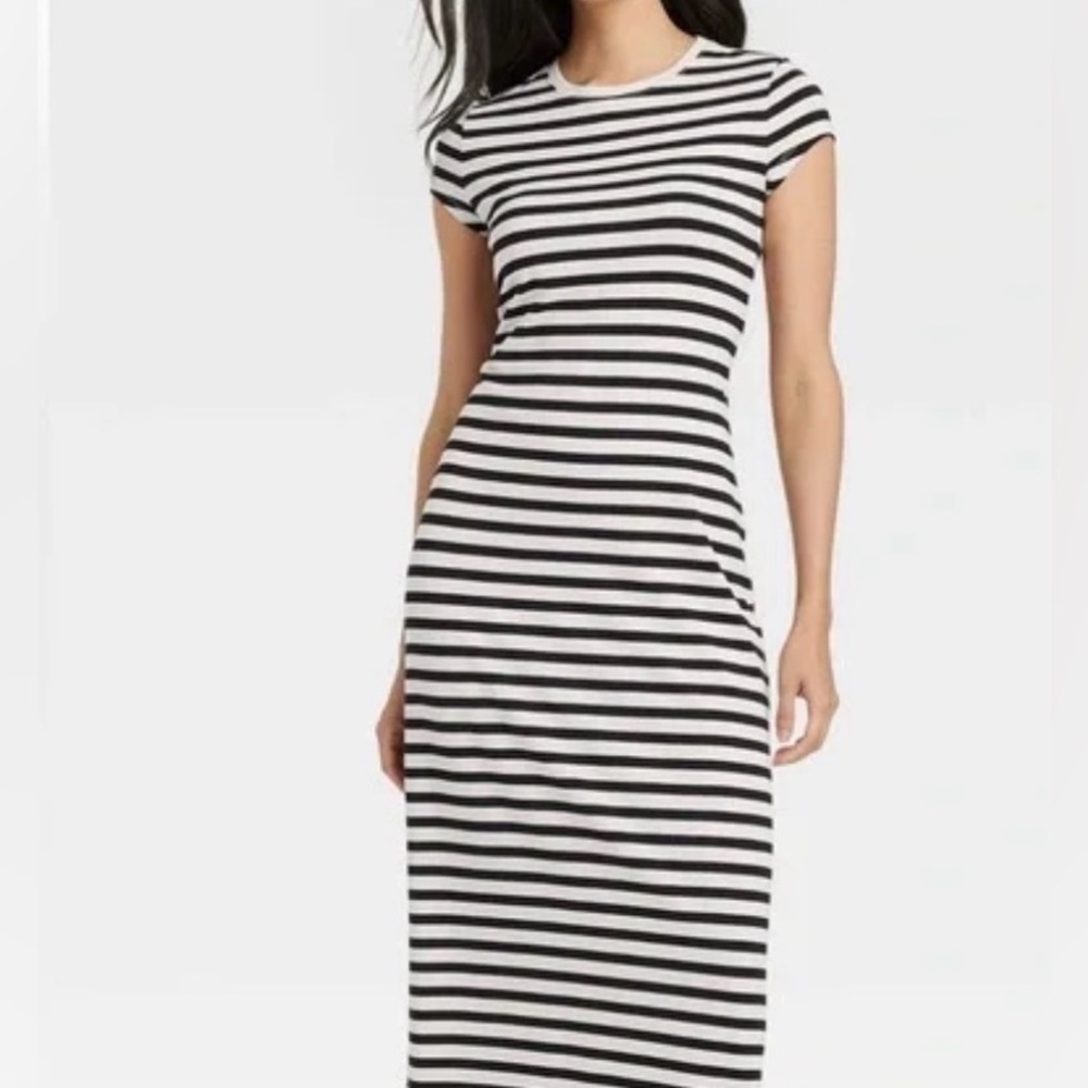 a new day Black and White Striped Maxi Dress